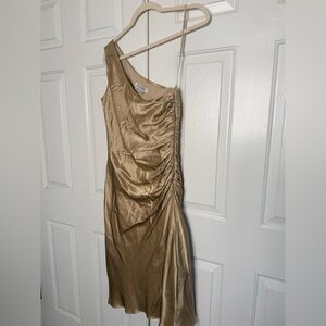 Kay Unger One Shoulder Gold Dress